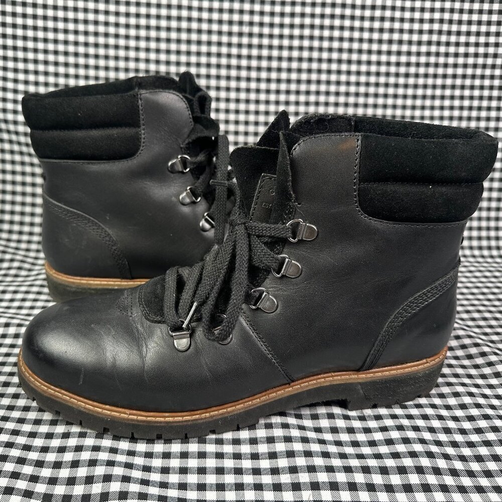 G.H. BASS Nadine Boots Lug Hiking Black Leather Mountaineer Gorpcore Women's 9
